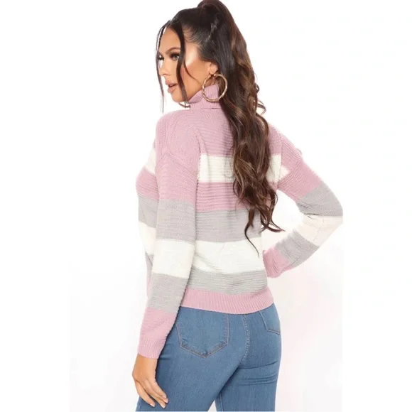FASHION NOVA Stripe Turtleneck Sweater - Picture 2 of 3